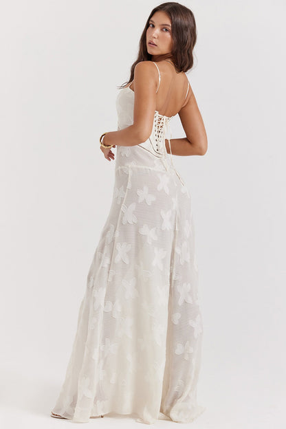 Lace Tie-Strap Romantic Maxi Dress