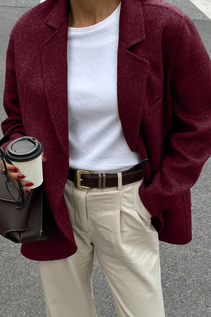 Minimalist Solid Color Tailored Coat