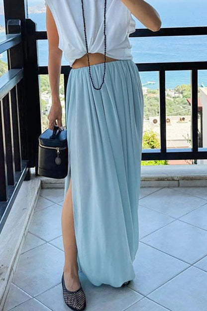 Maxifalda fluida de gasa elegante