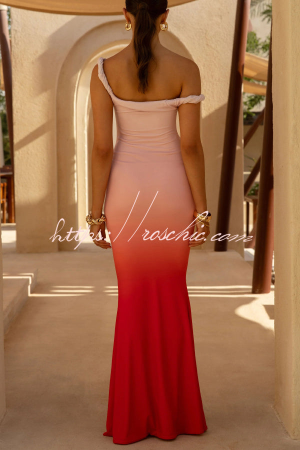 Stylish Off-shoulder Fitted Elegant Fishtail Maxi Dress