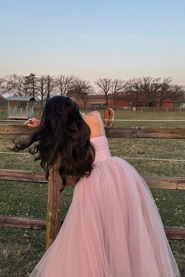 Vestido largo de fiesta estilo ballet con camisola de tul dulce