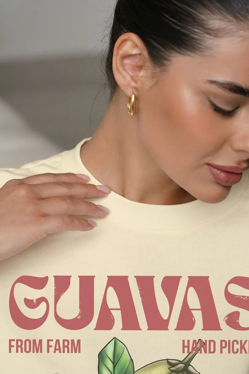 Camiseta Suelta Casual de Algodón con Estampado de Frutas