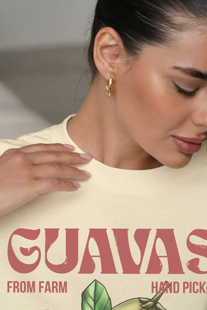 Camiseta Suelta Casual de Algodón con Estampado de Frutas