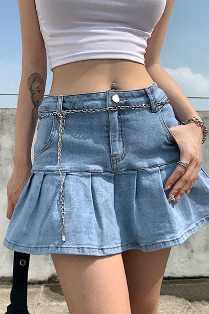 Sweet A Line Denim Mini Skirt