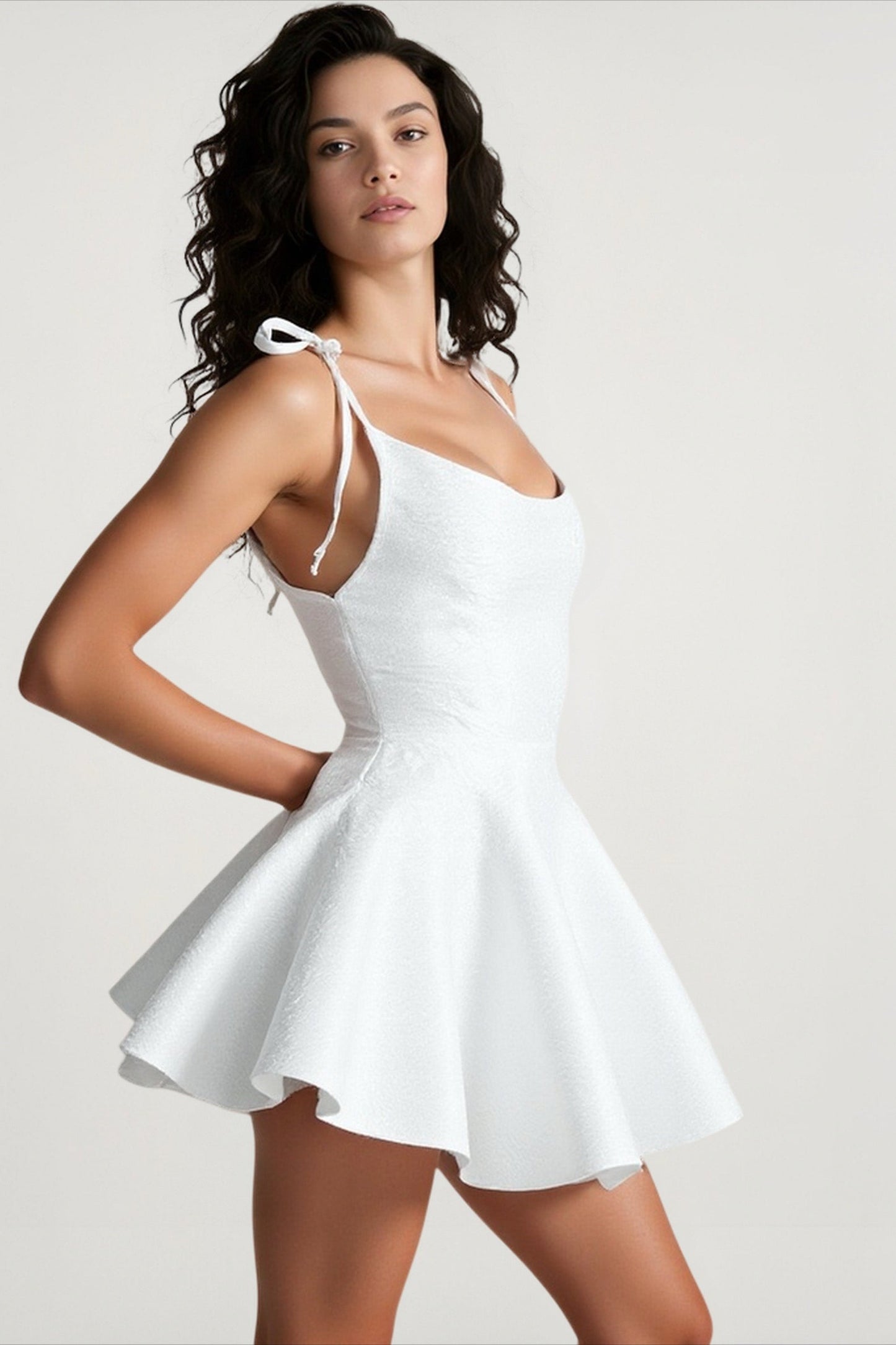 Tie-Waist Backless Cowl Neck Birthday Dress