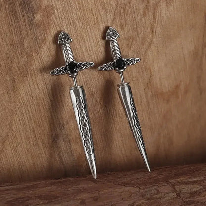 Dark Black Skull Awl Rock Declaration Earring