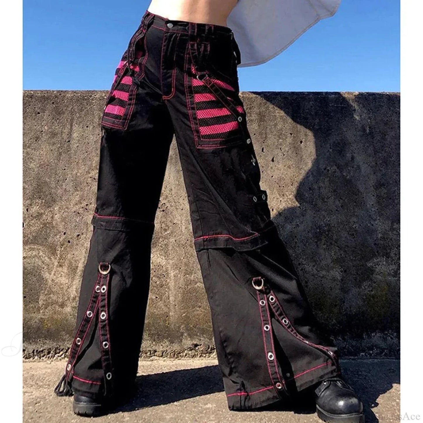 Dark Chain Wrap Wide Leg Trouser
