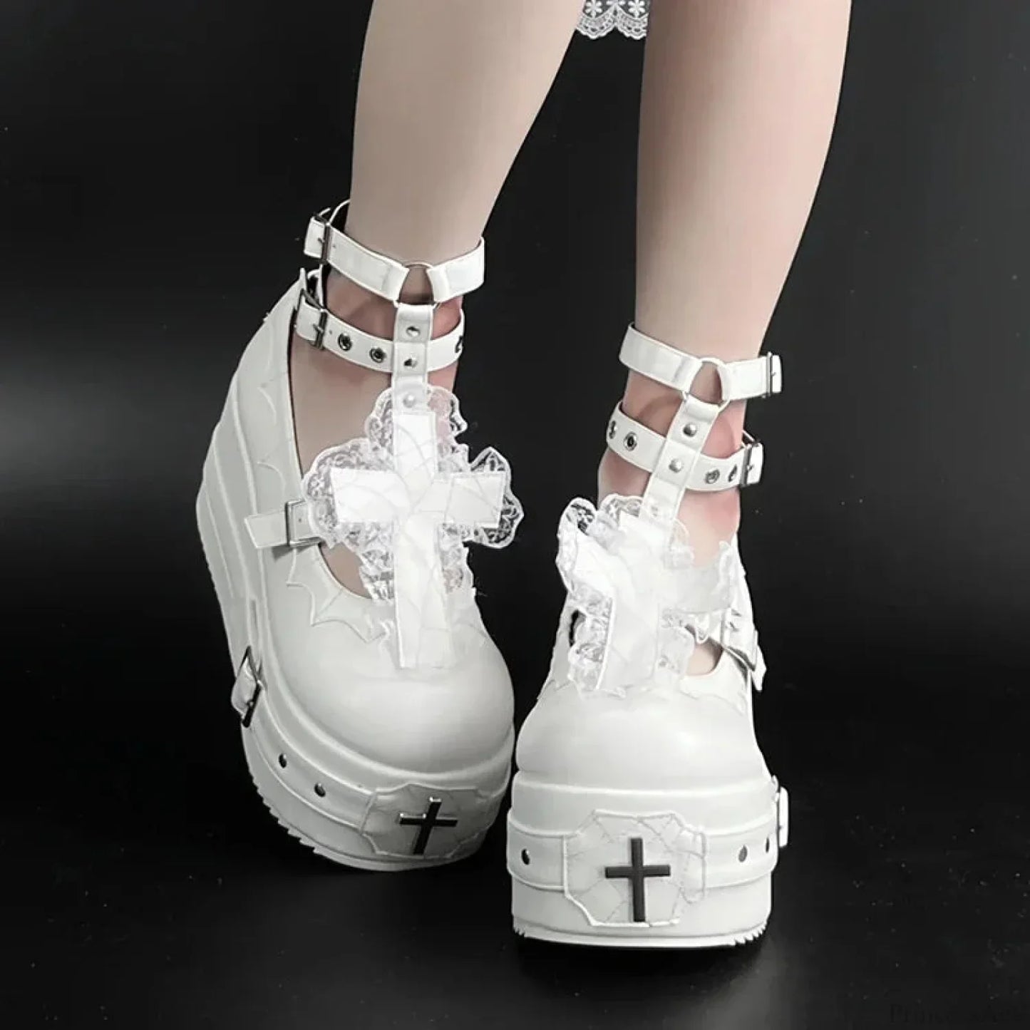 Dark Circular Top Mary Jane Tennis Shoe