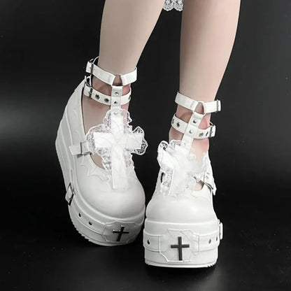 Dark Circular Top Mary Jane Tennis Shoe