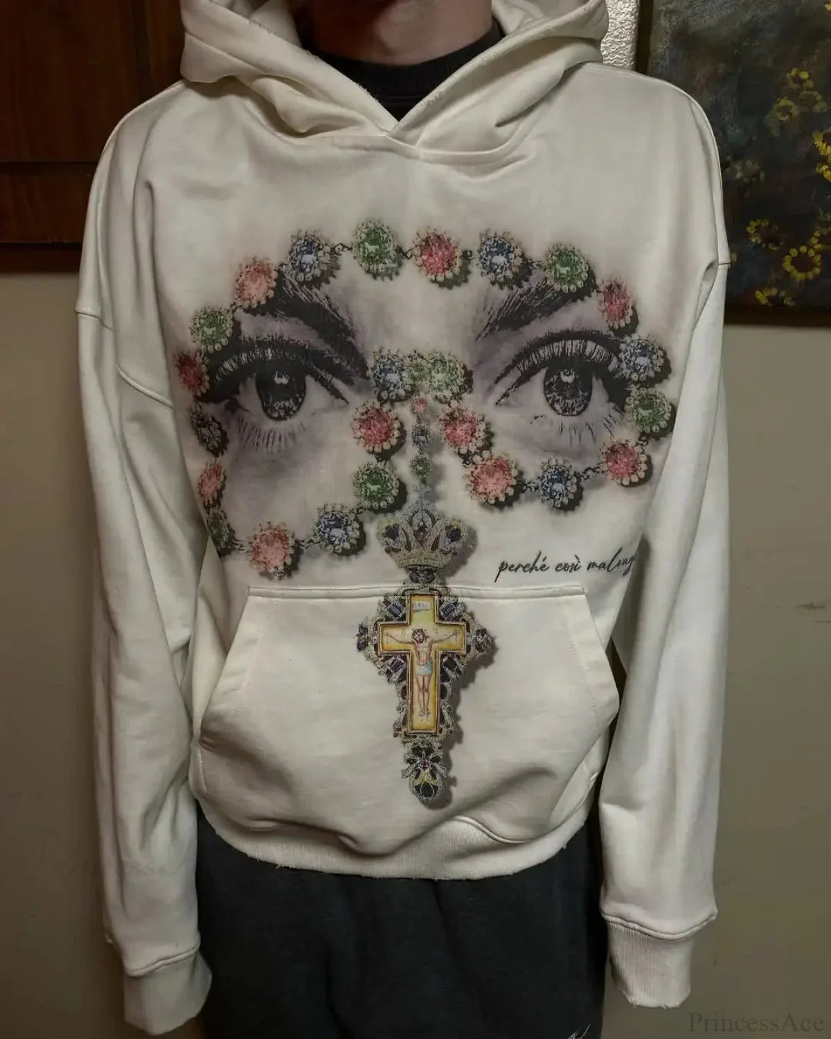 Dark Eyes Print Athletic Hoodie