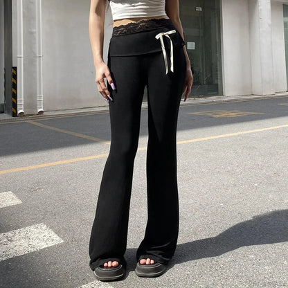 Dark Gothic Slim Lace Flared Pant