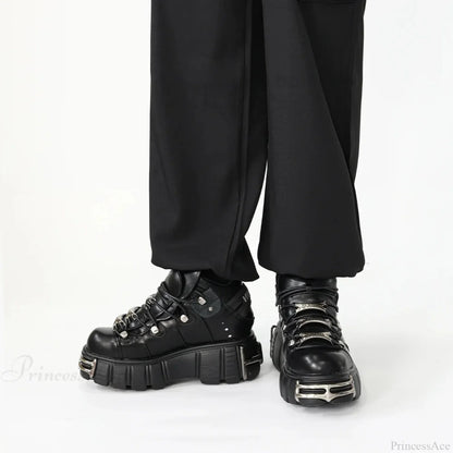 Dark Lace-Up Elevated Ankle Sneaker