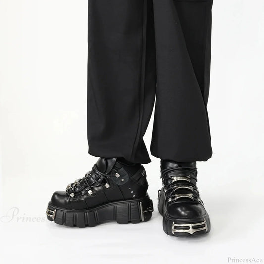 Dark Lace-Up Elevated Ankle Sneaker