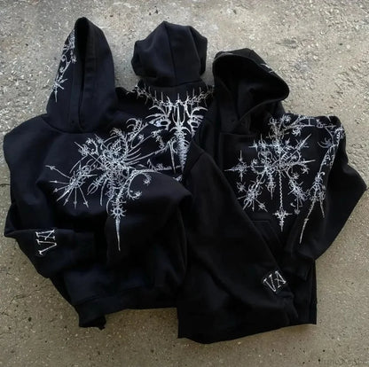 Dark Pattern Print Informal Hoodie