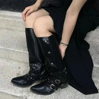 Dark Rebel Thigh High Gothic Motorbike Boot