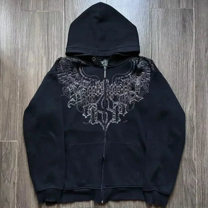 Dark Skull Oversized Zip Hoodie