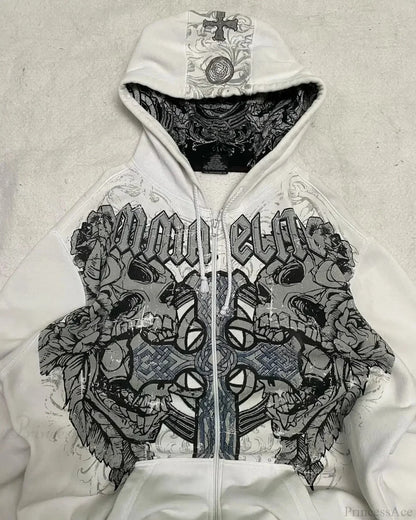 Dark Skull Oversized Zipper Hoodie