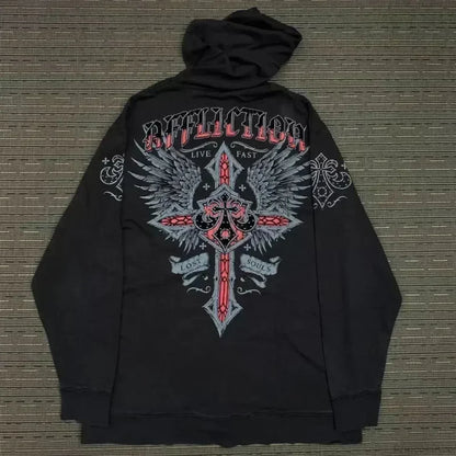Dark Skull Oversized Zipper Hoodie