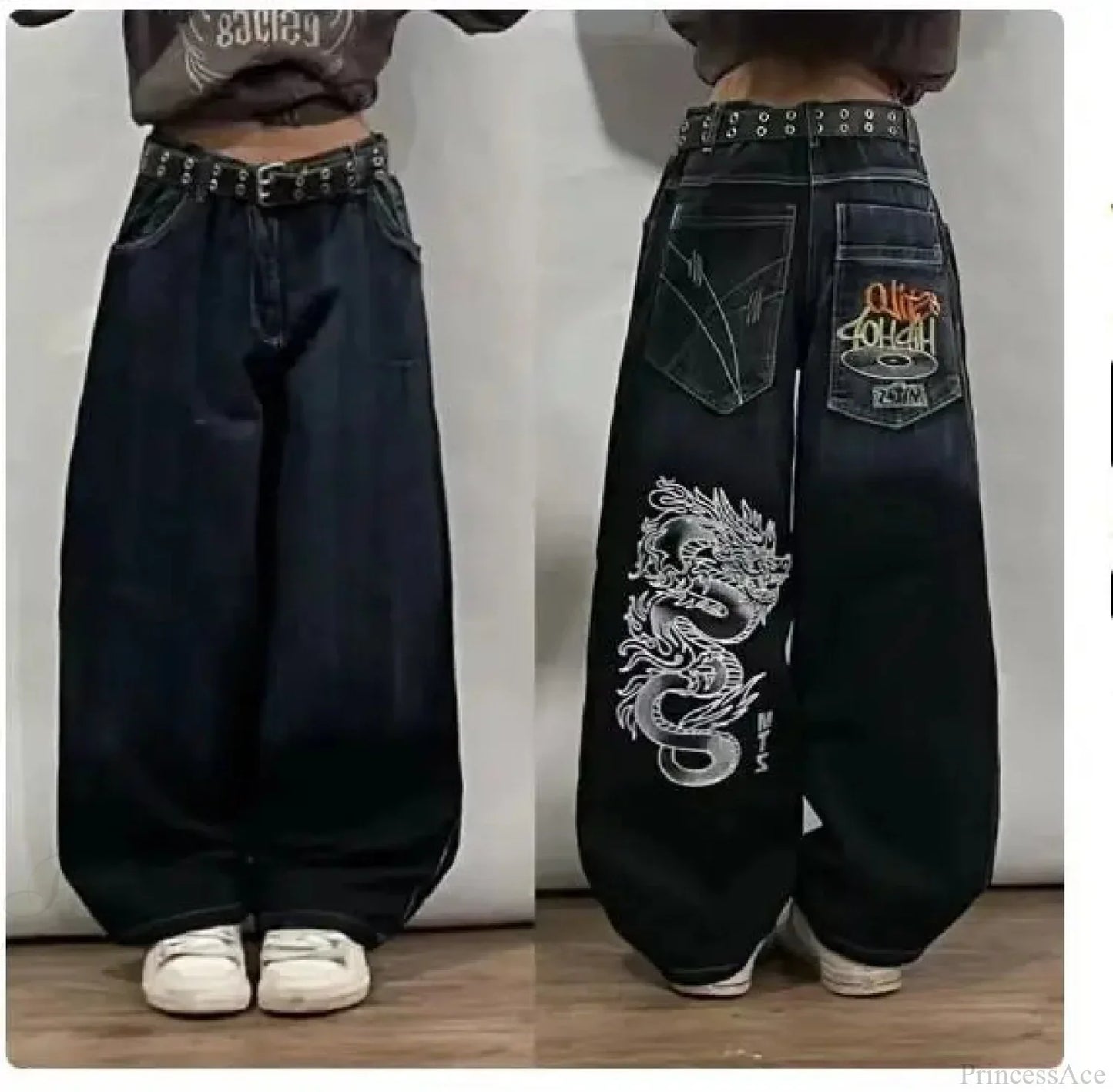 Dark Skull Print Tall Waist Pant