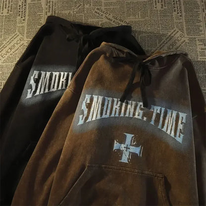 Dark Wind Skull Print Casual Hoodie