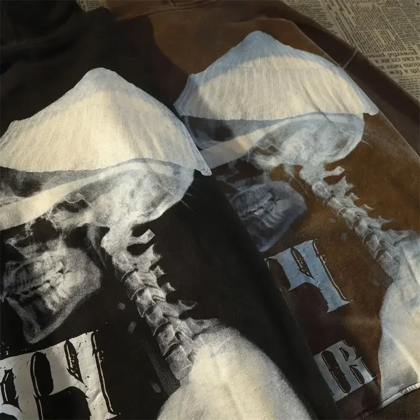 Dark Wind Skull Print Casual Hoodie