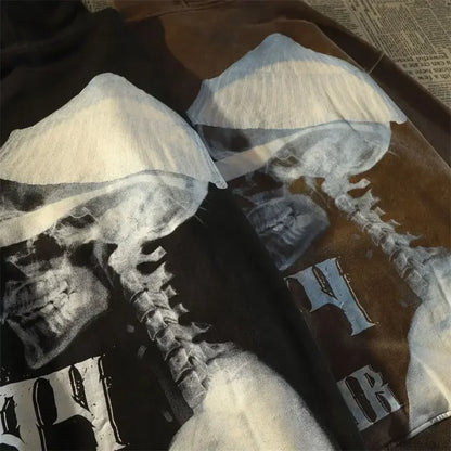 Dark Wind Skull Print Casual Hoodie