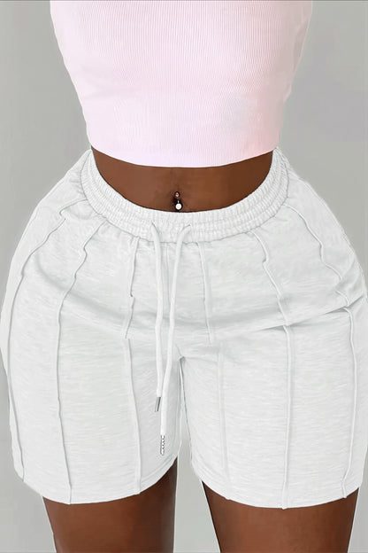 Pantalones cortos sólidos con retazos y cordón