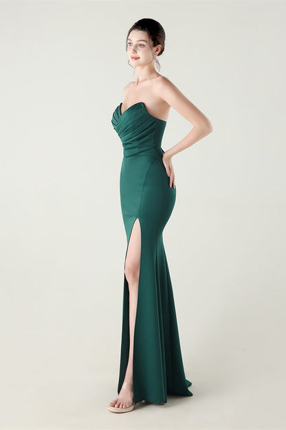 Vestido de fiesta plisado palabra de honor con escote corazón