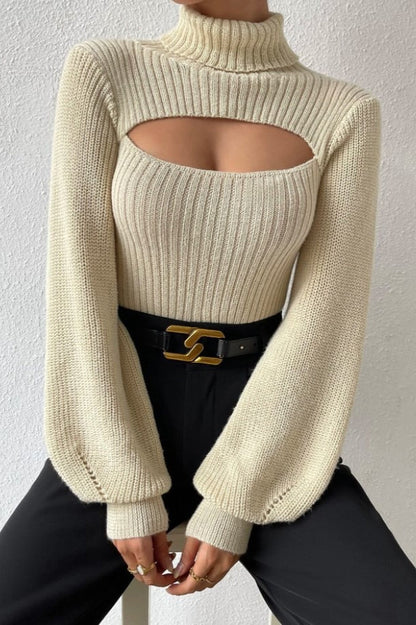 Suéter de cuello alto calado sexy