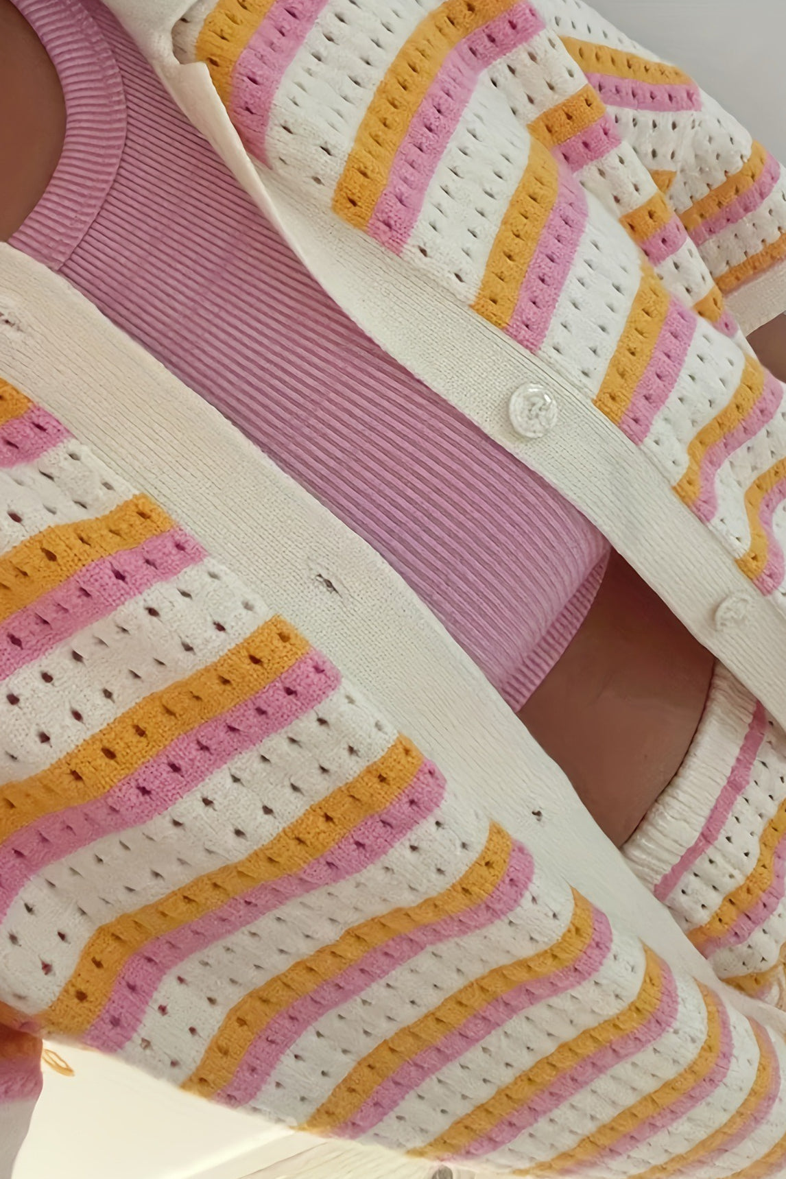 Conjunto de dos piezas de punto calado a rayas