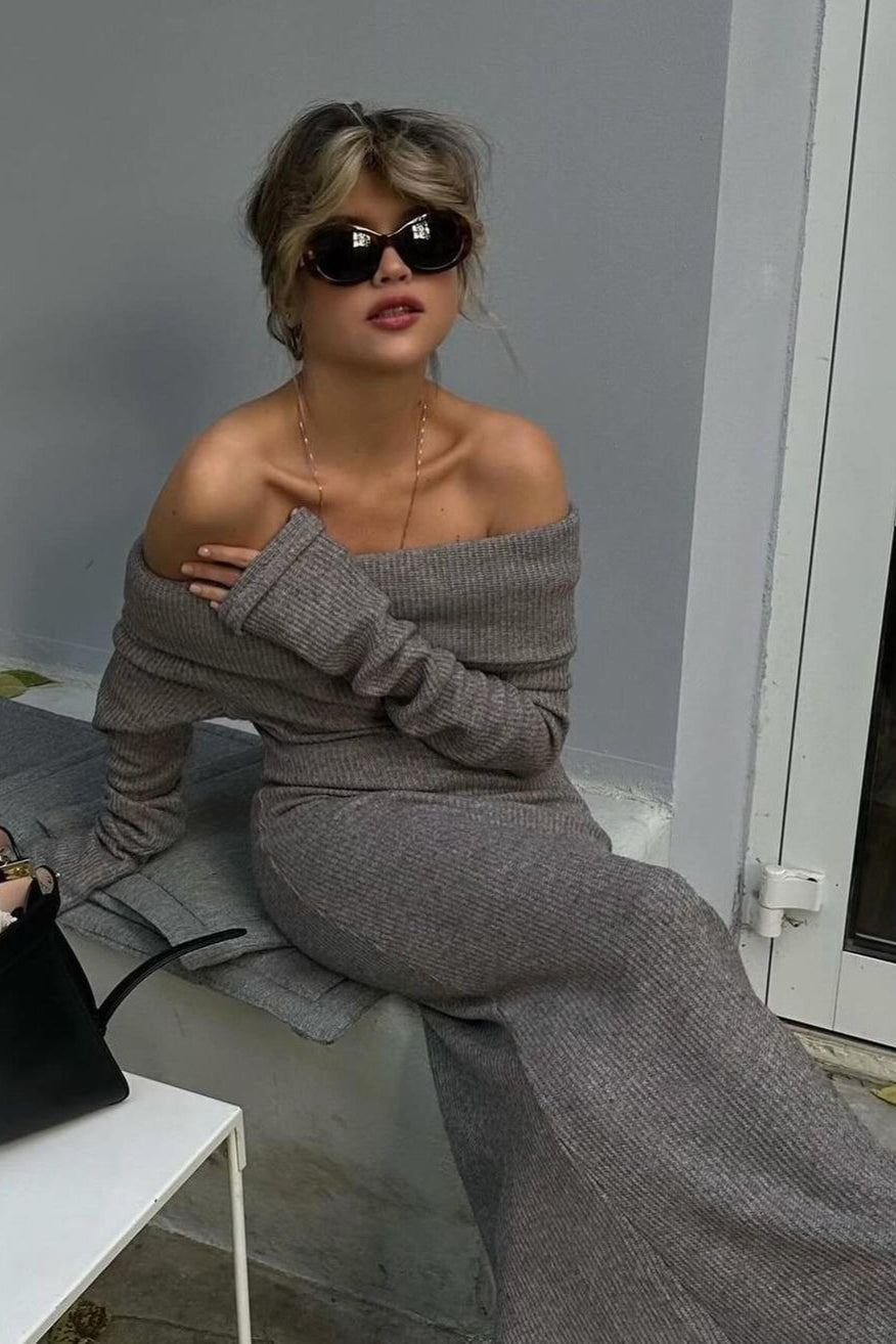 Vestido de punto sin hombros