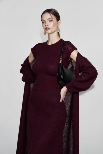 Cardigan Sleeveless Dress Knit Set