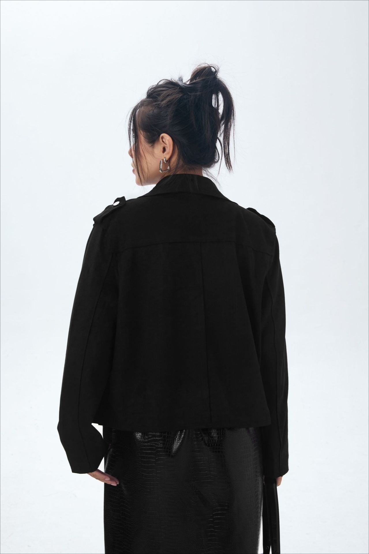 Chaqueta motera de ante con frente abierto