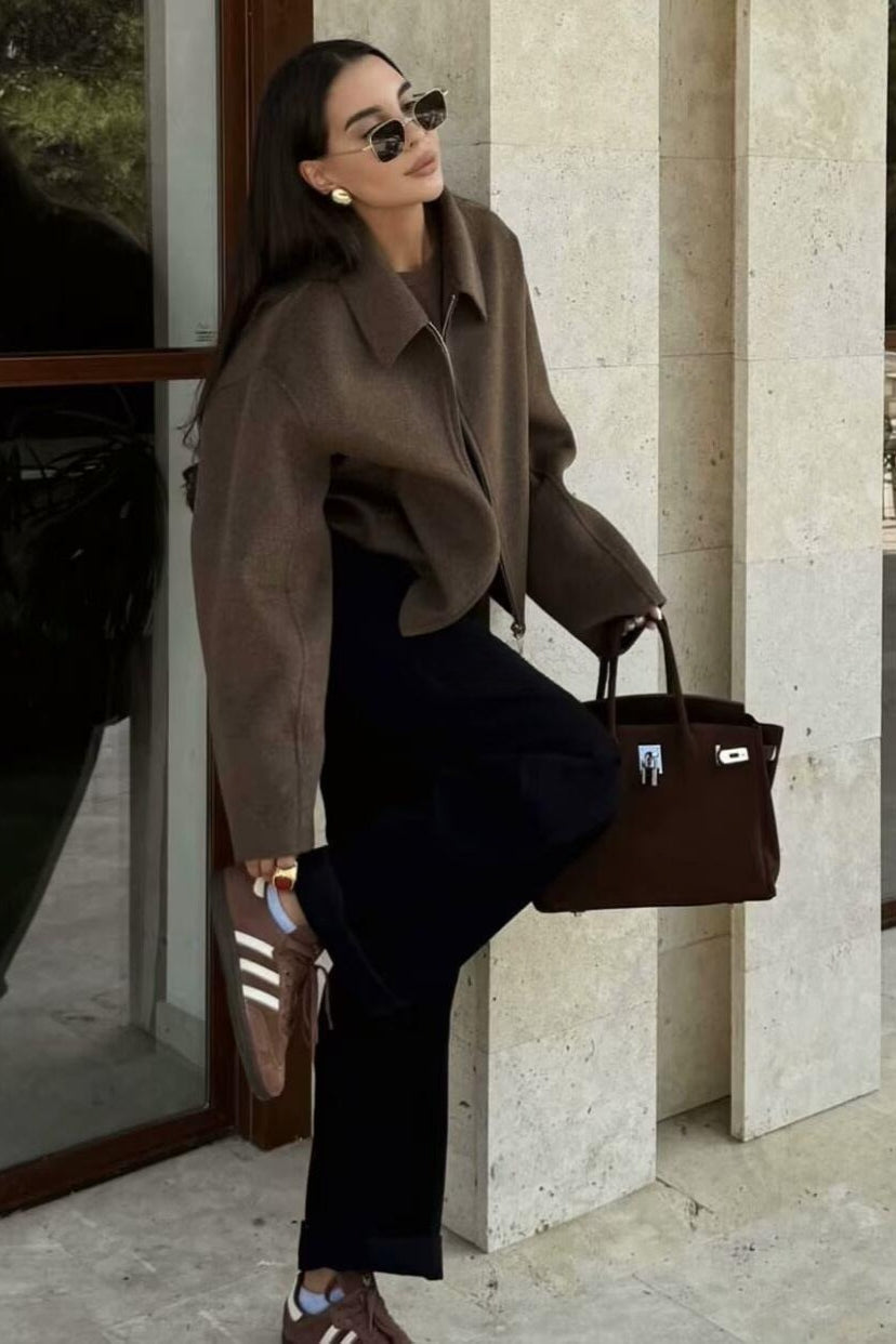 Minimalist Lapel Short Wool Coat