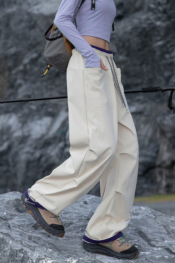 Pantalones anchos cargo de secado rápido, con puños y de colores