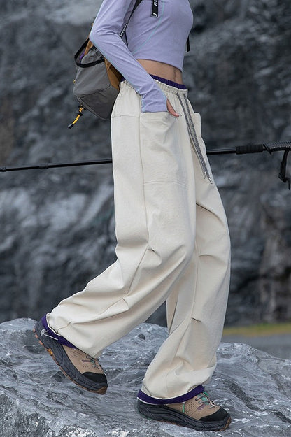 Pantalones anchos cargo de secado rápido, con puños y de colores