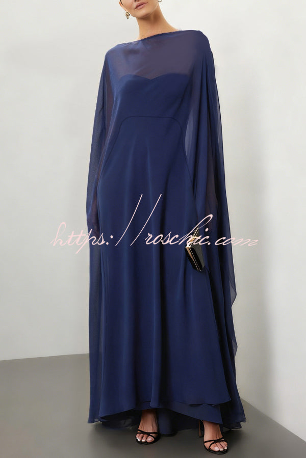 Fashionable Mesh See-through Maxi Cover-up Shawl Cape