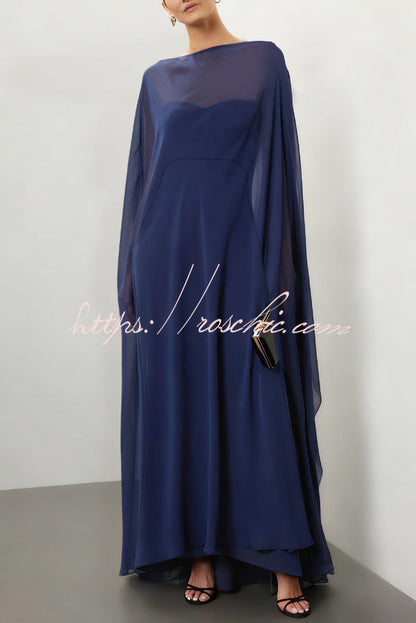 Fashionable Mesh See-through Maxi Cover-up Shawl Cape