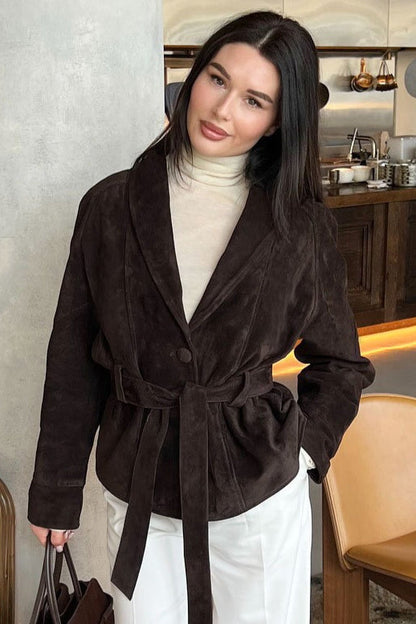 Chaqueta de gamuza vintage de manga larga