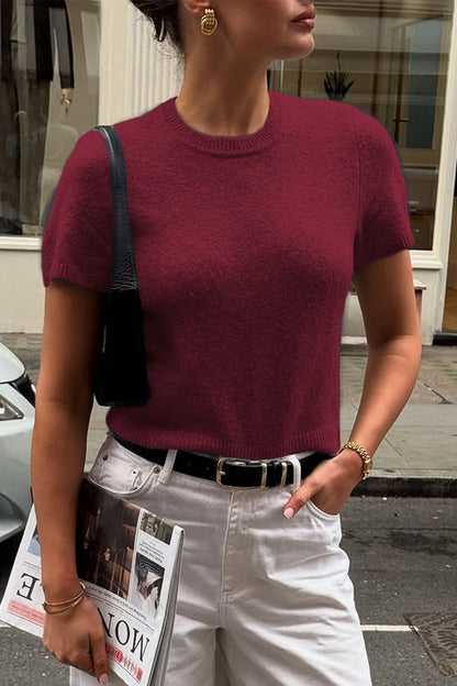 Casual Short Sleeve Pullover Sweater