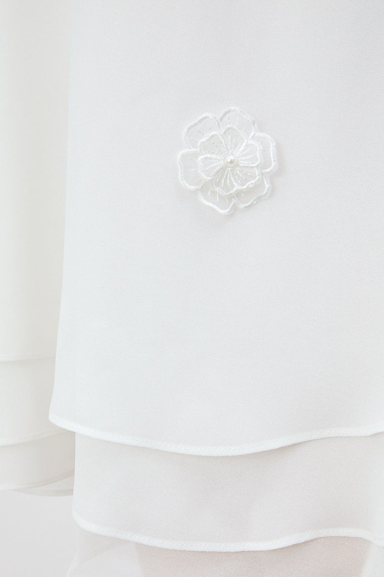 Vestido de cóctel halter de gasa con flores en 3D