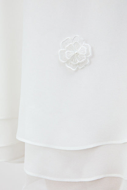 Vestido de cóctel halter de gasa con flores en 3D