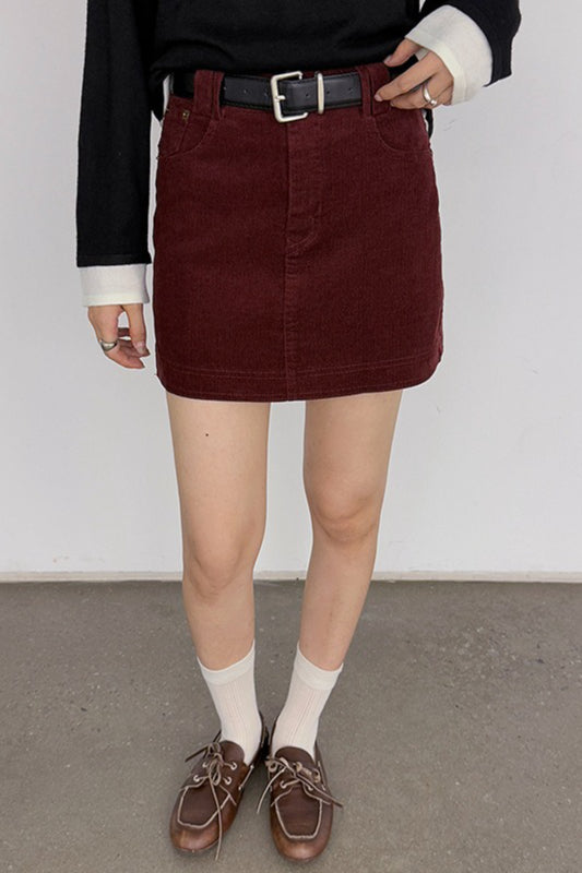 Falda retro de pana con corte en A