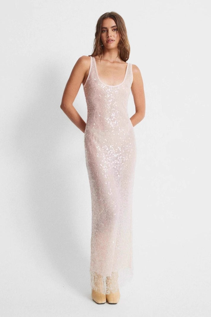 Sleeveless Rhinestone  Vintage Suspender Sequin Dress