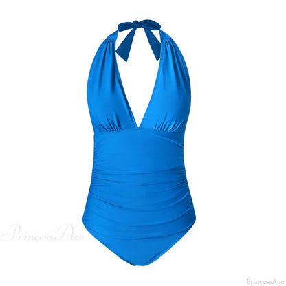 Conjunto de una pieza sin espalda con escote en V profundo y cuello halter