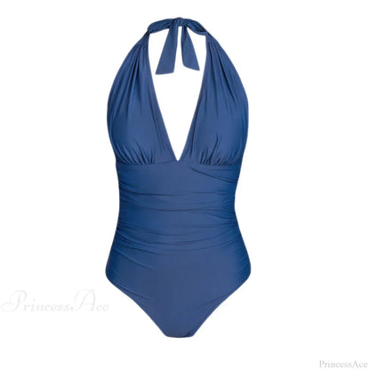 Conjunto de una pieza sin espalda con escote en V profundo y cuello halter