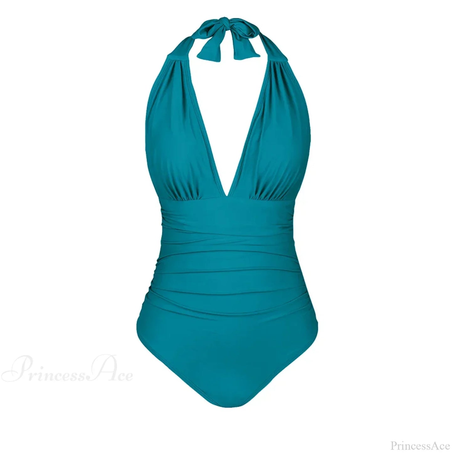 Conjunto de una pieza sin espalda con escote en V profundo y cuello halter