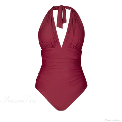 Conjunto de una pieza sin espalda con escote en V profundo y cuello halter