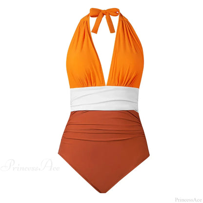 Conjunto de una pieza sin espalda con escote en V profundo y cuello halter