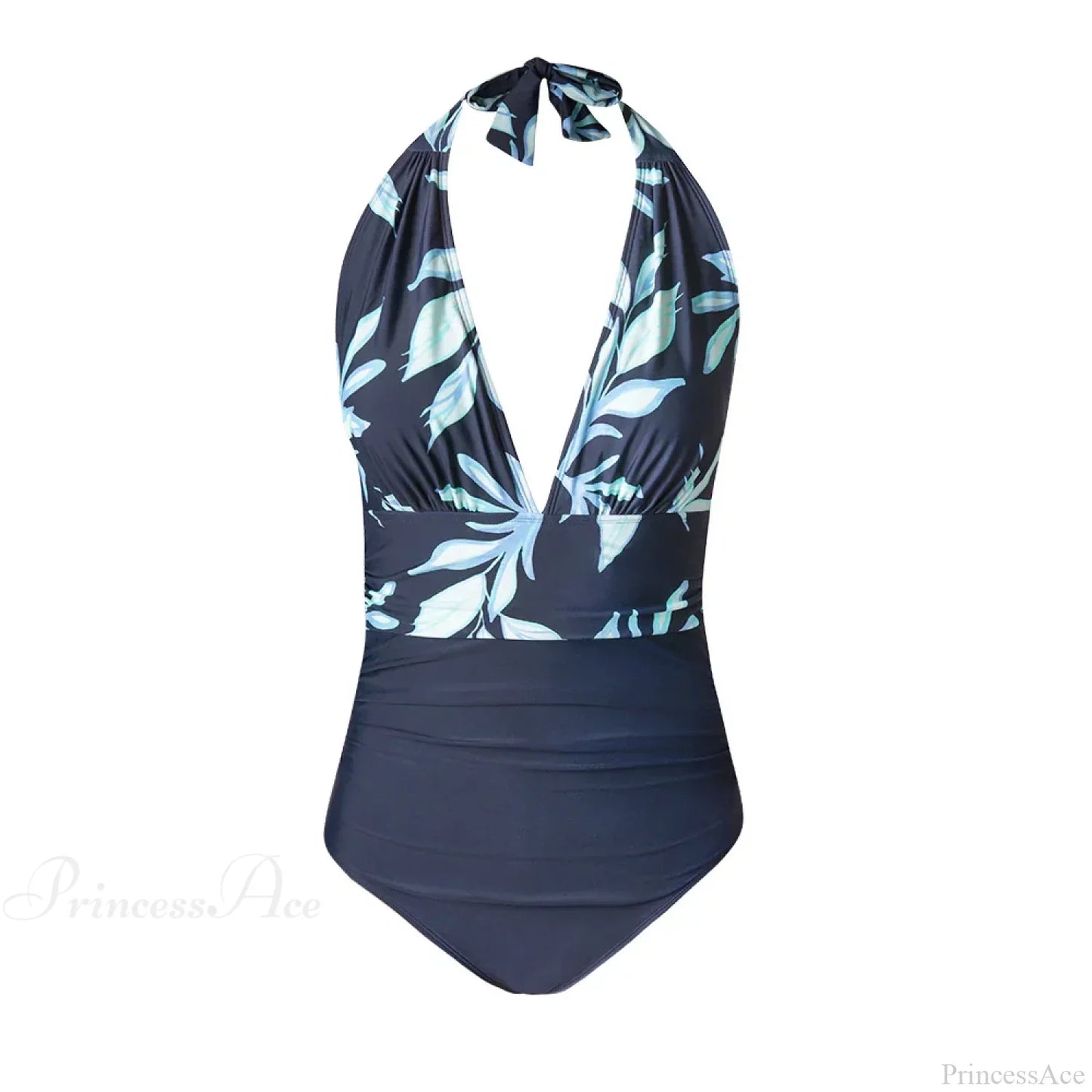 Conjunto de una pieza sin espalda con escote en V profundo y cuello halter